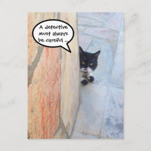 Cartão Postal GATO DETECTIVO ATRÁS DA PAREDE/Dia de os pais DA