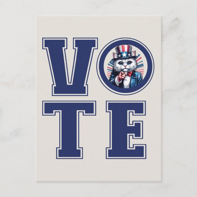 Cartão Postal Gato Diz Votar (Frente)