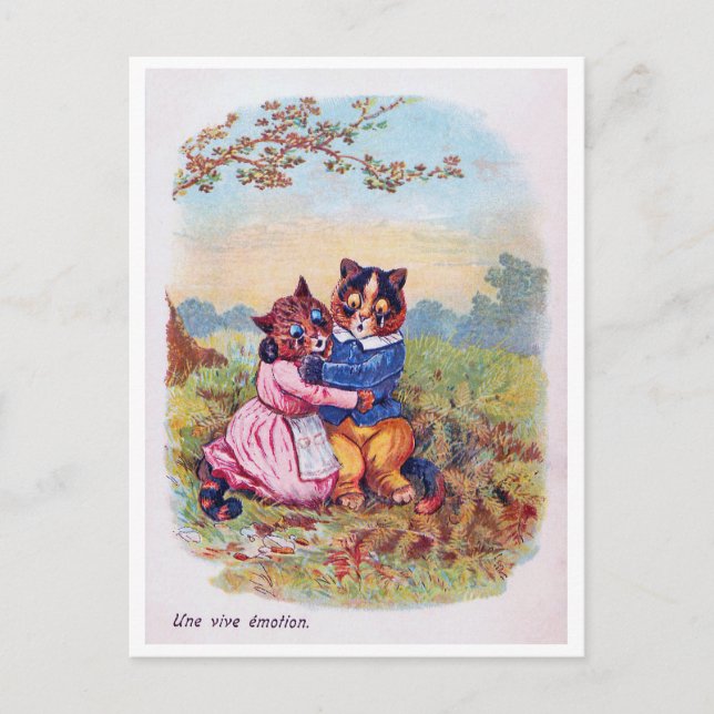 Cartão Postal Gato dos Amantes (Emoção Forte), Louis Wain (Frente)