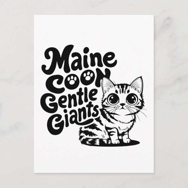 Cartão Postal Gato dos Gigantes Gentilosos do Maine Coon (Frente)
