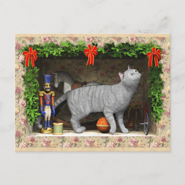 Cartão Postal Gato e coisas de Natal (Frente)