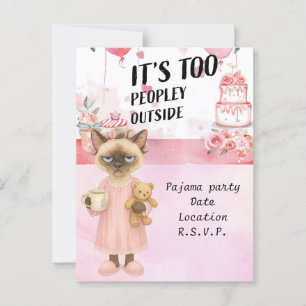 Cartão Postal Gato é festa de café bebendo no pijama