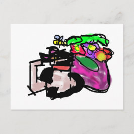 Cartão Postal Gato e flores de primavera 