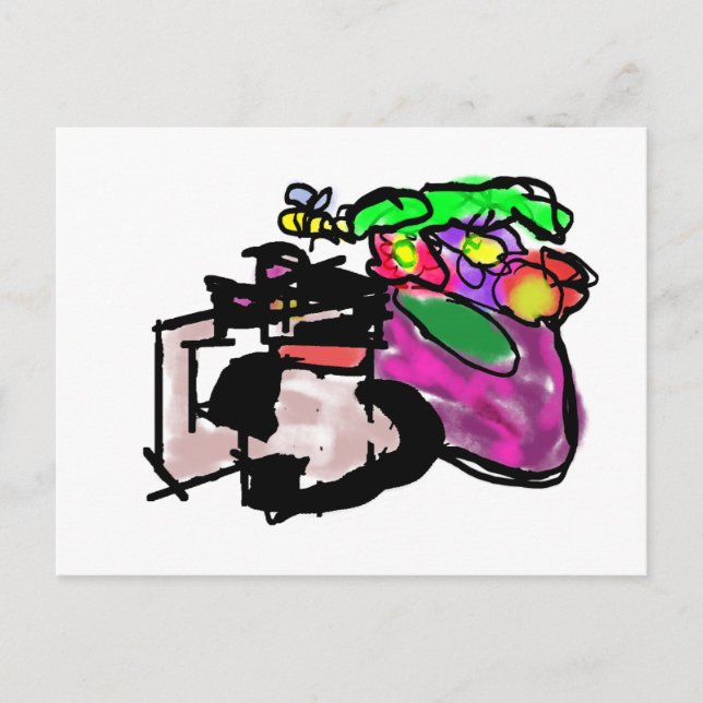 Cartão Postal Gato e flores de primavera  (Frente)