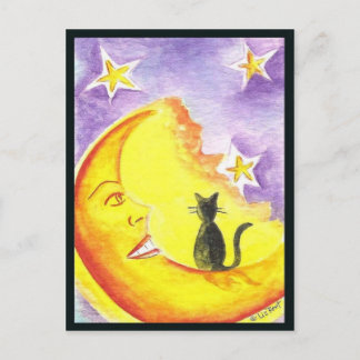 Cartão Postal Gato e Lua
