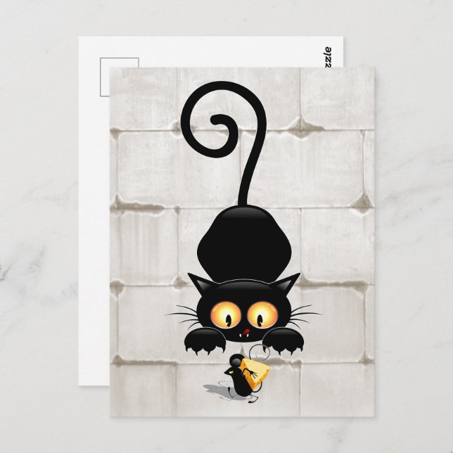 Cartão Postal Gato e Rato com Personagens de desenho animados Di (Frente/Verso)