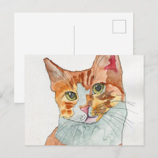Cartão Postal Gato em Aquarela
