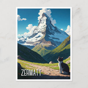 Cartão Postal Gato em Matterhorn de Suiça Zermatt