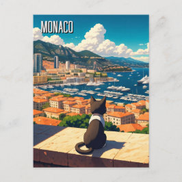 Cartão Postal Gato em Mônaco Monte Carlo Europe Viagem