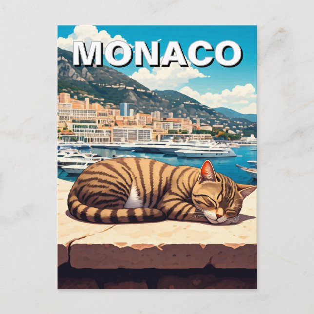 Cartão Postal Gato em Mônaco Monte Carlo Europe Viagem (Frente)