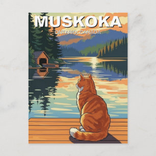 Cartão Postal Gato em Muskoka Ontário Canadá