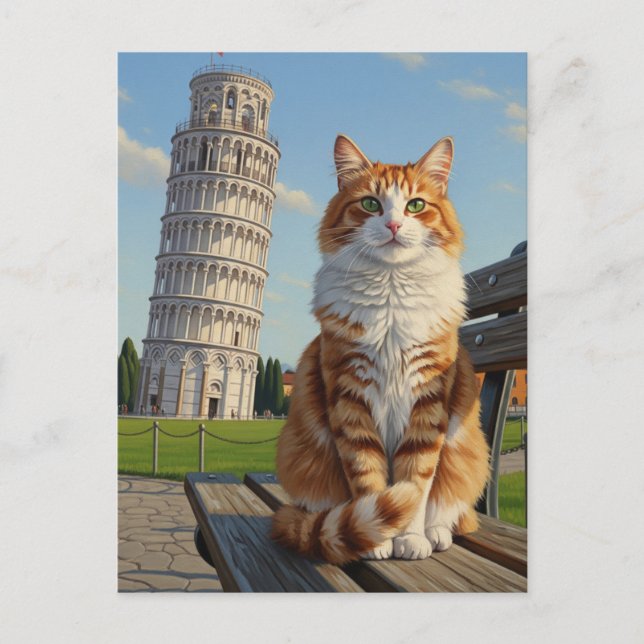 Cartão Postal Gato em Pisa Itália (Frente)