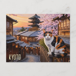 Cartão Postal Gato em Quioto, Japão, Viagem Yasaka Shrine