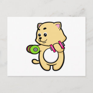 Cartão Postal Gato em treino de Bíceps com Halteres