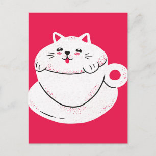 Cartão Postal Gato em um Teacup