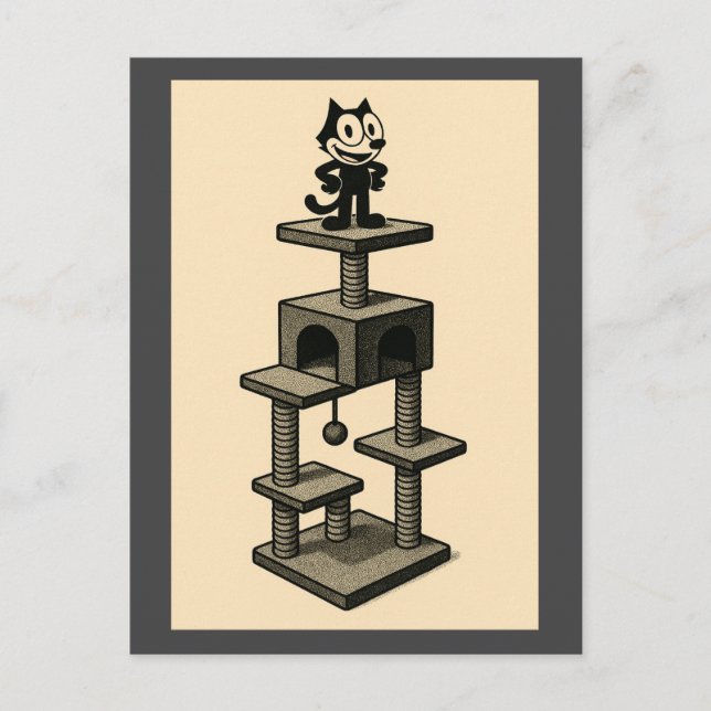 Cartão Postal Gato Em Uma Árvore (Frente)