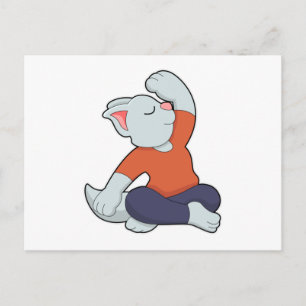 Cartão Postal Gato em Yoga com pernas cruzadas
