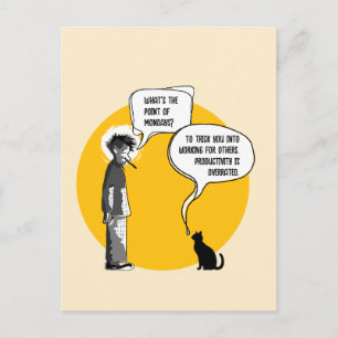 Cartão Postal Gato engraçado de segunda-feira Humor Sarcasmo no