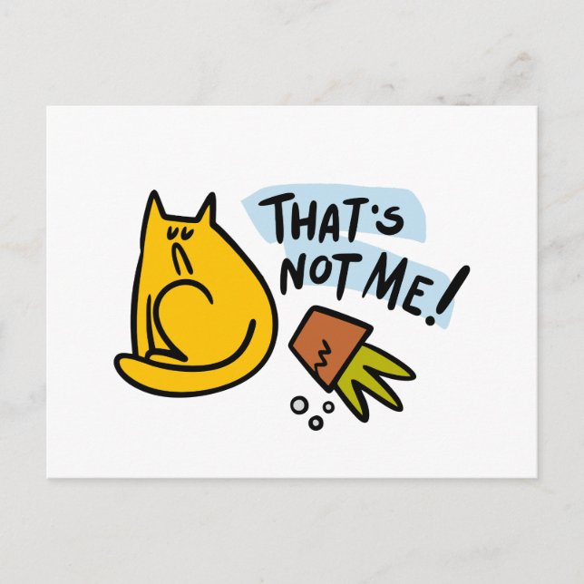 Cartão Postal Gato engraçado e pote de flor derrubado (Frente)