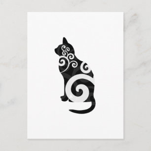 Cartão Postal Gato Espiral Preto