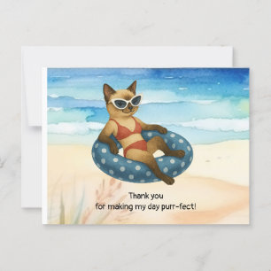 Cartão Postal Gato está na praia obrigado 