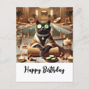 Cartão Postal Gato está relaxando no spa