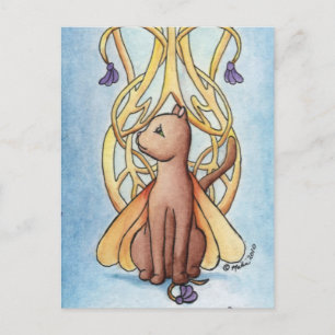Cartão Postal Gato Fada Art Nouveau