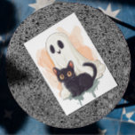 Cartão Postal Gato-Fantasma Negra-Gato-Negro Halloween<br><div class="desc">Este design foi criado através da arte digital. Pode ser personalizado clicando no botão personalizar e alterando a cor, adicionando um nome, iniciais ou as suas palavras favoritas. Entre em contato comigo em colorflowcreations@gmail.com se você quiser usar este design em outro produto. Veja mais das minhas criações ou siga-me em...</div>