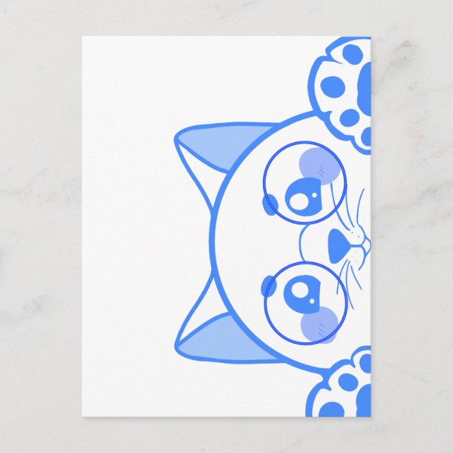 Cartão Postal Gato Feliz E Bonito Com Óculos Redondos (Frente)