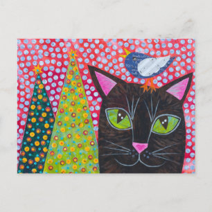 Cartão Postal Gato Feliz Natal