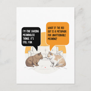 Cartão Postal Gato Filosofia Ponto Vermelho Humor