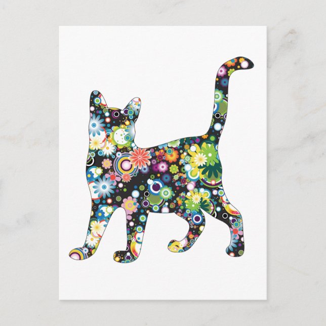 CARTÃO POSTAL GATO FLOR (Frente)