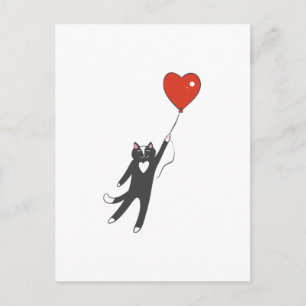 Cartão Postal Gato flutuando amarrado a um balão - Escolha a cor