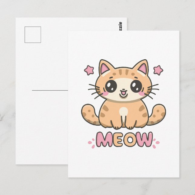 Cartão Postal gato fofo mia (Frente/Verso)