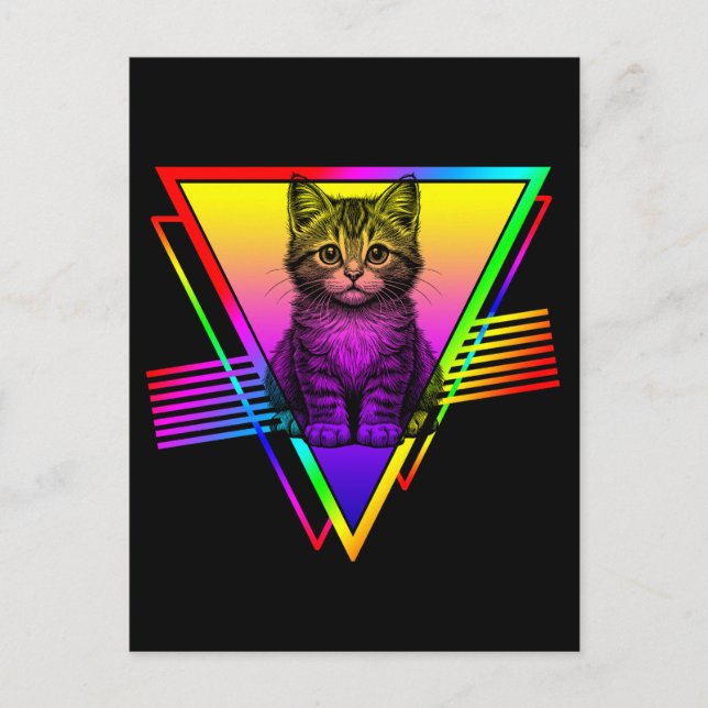 Cartão Postal Gato Fofo Retrô (Frente)