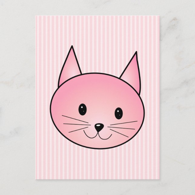Cartão Postal Gato. Gatinho rosa bonito adorável. (Frente)