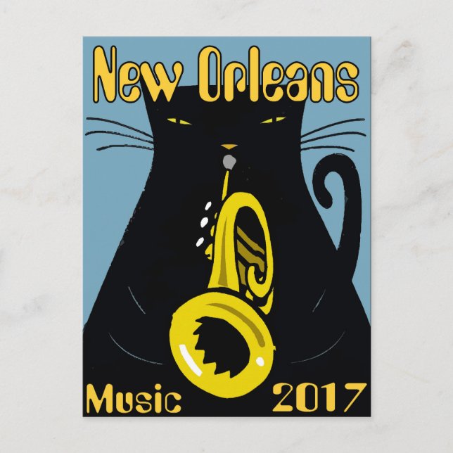 Cartão Postal Gato Gordo New Orleans Music 2017 (Frente)