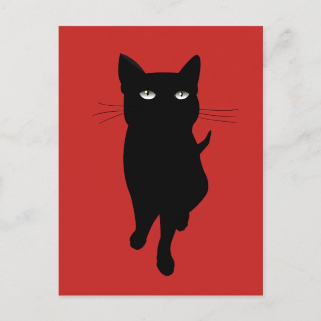 Cartão Postal Gato gótico gatinho preto (Frente)