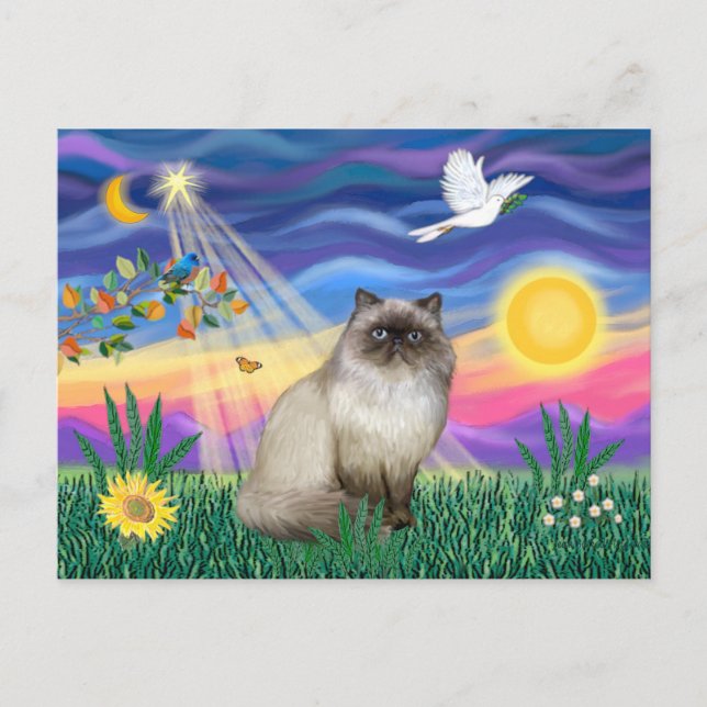Cartão Postal Gato Himalaio Chocolate Point - Crepúsculo (Frente)