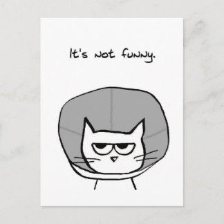Cartão Postal Gato Irritado e Cone da Vergonha
