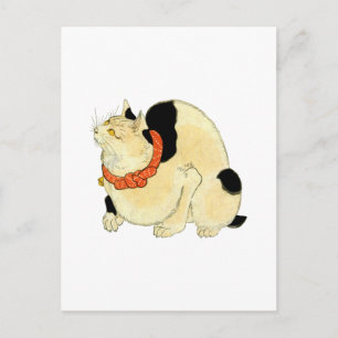 Cartão Postal Gato Japonês, Kuniyoshi, Ukiyo-e