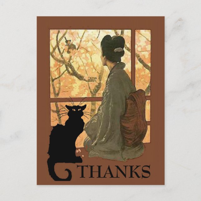 Cartão Postal Gato Japonês Neko, editar texto (Frente)