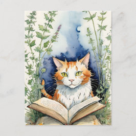 Cartão Postal Gato Laranja de Leitura de Bookies