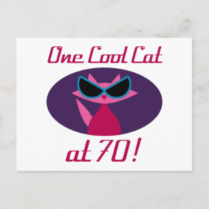 Cartão Postal Gato Legal Aniversário de 70 anos
