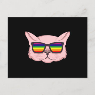 Cartão Postal Gato LGBT com óculos Sunitas Orgulho LGBT Mês LG