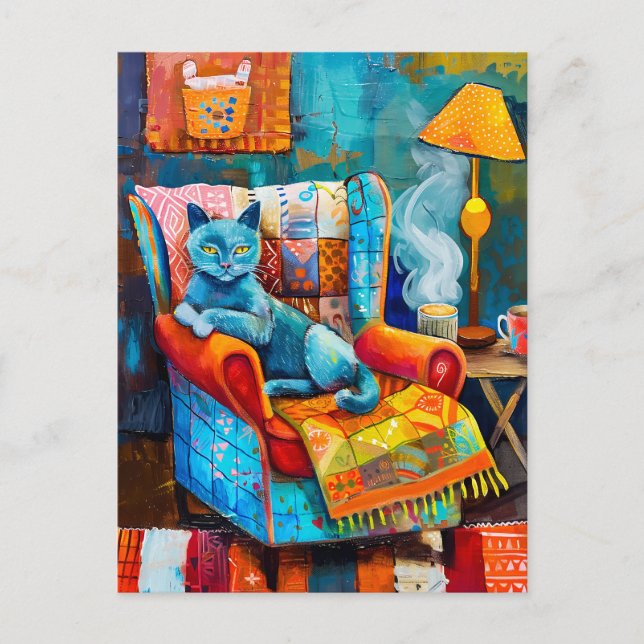 Cartão Postal Gato Louco em Cadeira-Armada (Frente)