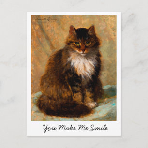 Cartão Postal Gato Maine Coon Antigo Você Me Faz Sorrir         