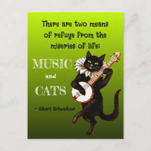 Cartão Postal Gato Musical Fofo Dois Meios de Refúgio Schweitzer