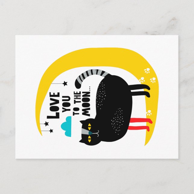 Cartão Postal Gato na lua (Frente)