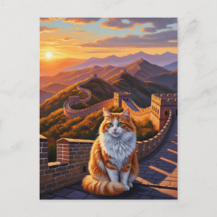 Cartão Postal Gato na Muralha do Excelente da China